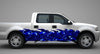 blue skulls wrap on a white truck